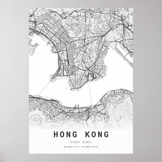 Poster Carte de Hong Kong (Devant)
