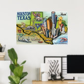 Poster Carte de Houston TEXAS (Bureau à domicile)