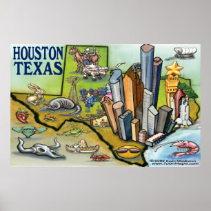 Poster Carte de Houston TEXAS