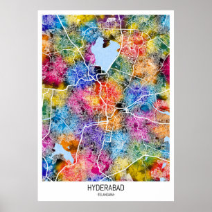Poster Carte de Hyderabad Telangana