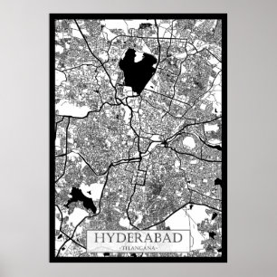 Poster Carte de Hyderabad Telangana