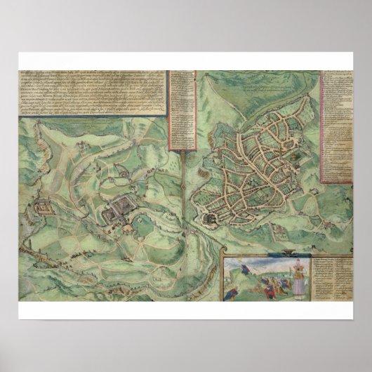 Poster Carte de Jérusalem, de 'Civitates Orbis Terrarum' (Devant)