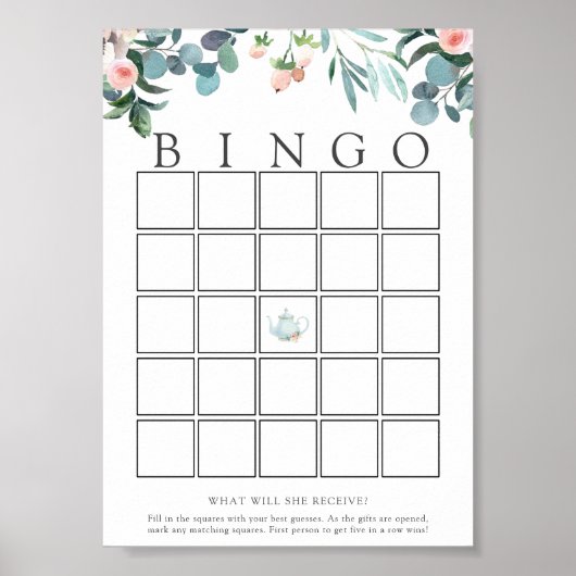 Poster Carte de jeu de bingo pour l'heure du thé bébé (Devant)