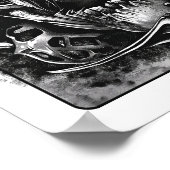 Poster Carte de jeu Hardcore King Black and White Poster" (Coin)