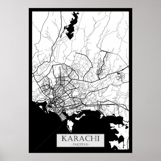 Poster Carte de Karachi Pakistan (Devant)