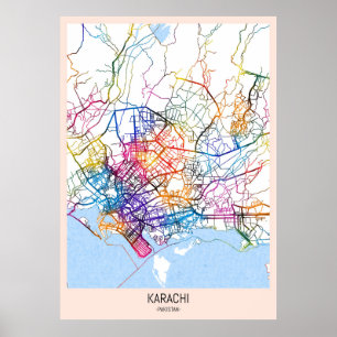 Poster Carte de Karachi Pakistan