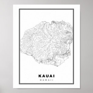 Poster Carte de Kauai