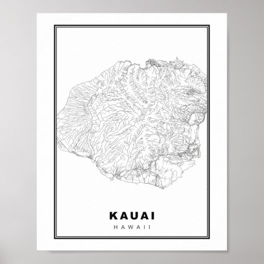 Poster Carte de Kauai (Devant)