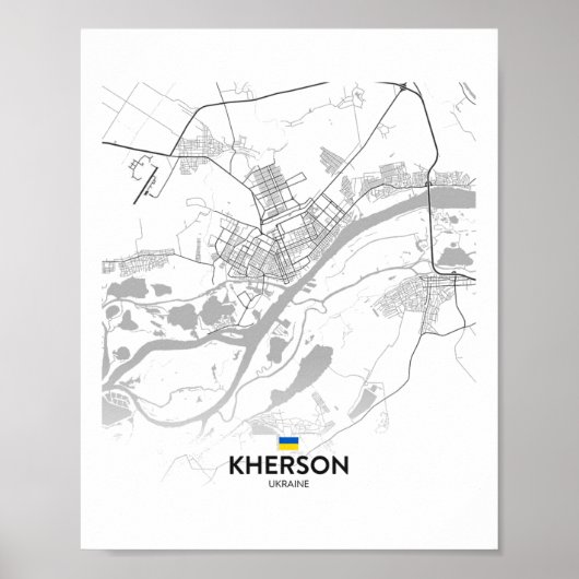 Poster Carte de Kherson Ukraine Drapeau (Devant)