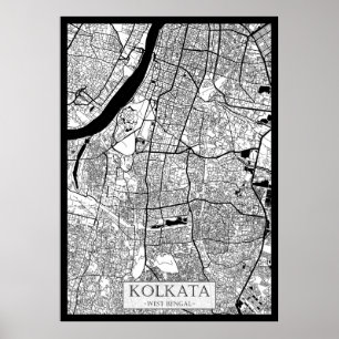 Poster Carte de Kolkata Bengale occidental
