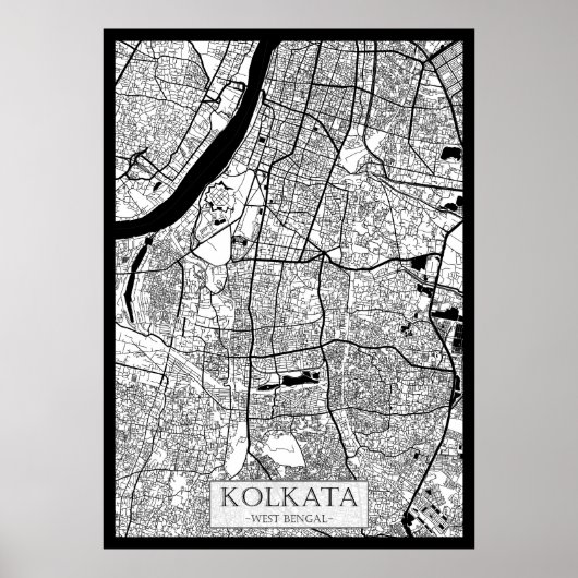 Poster Carte de Kolkata Bengale occidental (Devant)