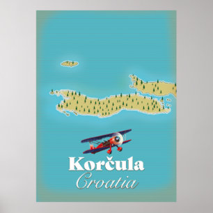 Poster Carte de Korčula Croatie