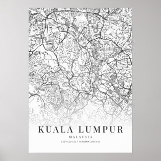 Poster Carte de Kuala Lumpur