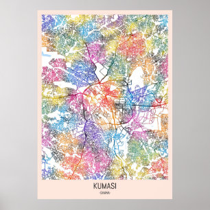 Poster Carte de Kumasi Ghana