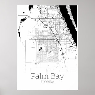 Poster Carte de la baie de Palm - Floride - Carte de la v
