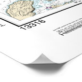 Poster Carte de la baie Frenchman et de l'île Mount Deser (Coin)