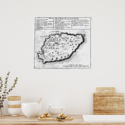 Poster Carte de la Barbade (Cuisine)