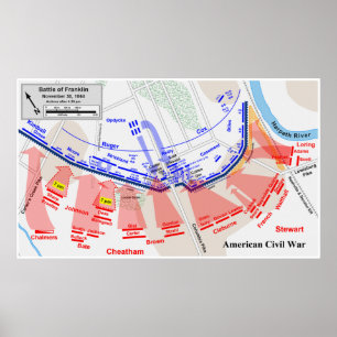 Poster Carte de la bataille américaine de guerre civile