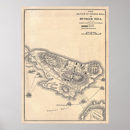 Poster Carte de la bataille de Bunker Hill (1881) (Devant)