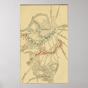 Poster Carte de la bataille de Nashville