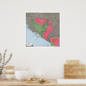 Poster Carte de la Bosnie-Herzégovine - 1995 (Cuisine)