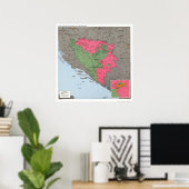 Poster Carte de la Bosnie-Herzégovine - 1995 (Bureau à domicile)