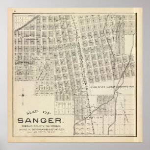 Poster Carte de la CA Old Sanger (1891)