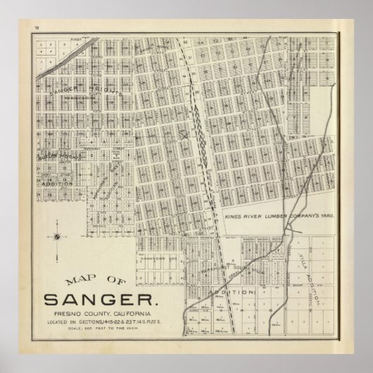 Poster Carte de la CA Old Sanger (1891) (Devant)