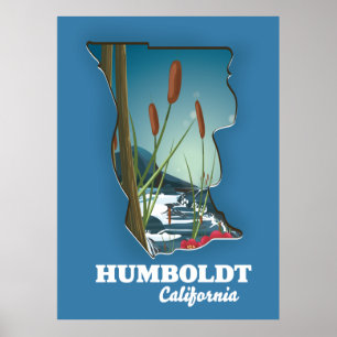 Poster Carte de la californie d'Humboldt