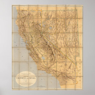 Poster Carte De La Californie Et Du Nevada
