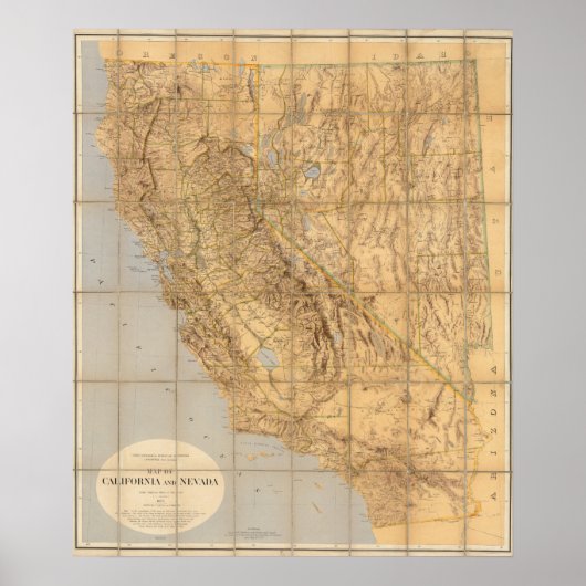 Poster Carte De La Californie Et Du Nevada (Devant)