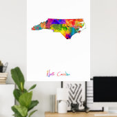 Poster Carte de la Caroline du Nord (Bureau à domicile)