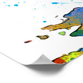 Poster Carte de la carte du monde aquarelle (Coin)