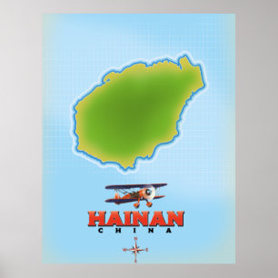 Poster Carte de la Chine de Hainan