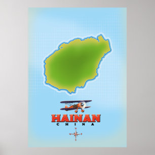 Poster Carte de la Chine de Hainan
