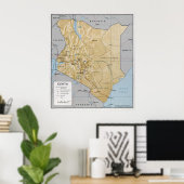 POSTER CARTE DE LA CIA DU KENYA 1970 (Bureau à domicile)