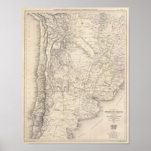 Poster Carte de la Confédération argentine (Devant)
