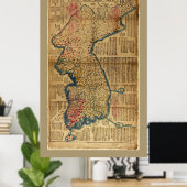 Poster Carte de la Corée (1822) (Bureau à domicile)