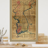 Poster Carte de la Corée (1822) (Cuisine)