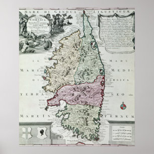 Poster Carte de la Corse