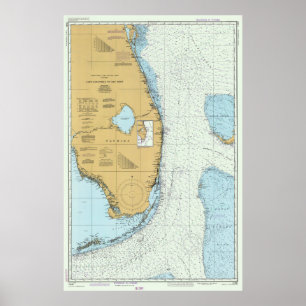 Poster Carte de la côte atlantique de Floride (1982)