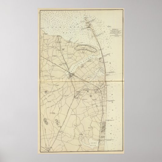 Poster Carte de la côte de la rivière des requins de Sand (Devant)