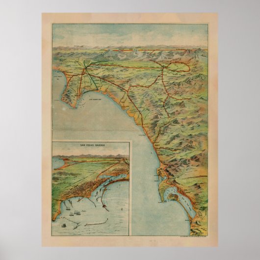 Poster Carte de la côte du sud de la Californie (1897) (Devant)