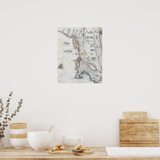 Poster Carte de la côte Est (Cuisine)