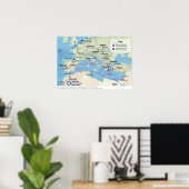 Poster carte de la diaspora judéo-espagnole (Bureau à domicile)