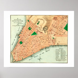 Poster Carte de la disposition originale de New York City