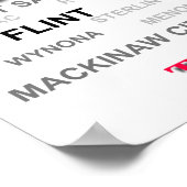 Poster Carte de la fierté d'état du Michigan Silhouette (Coin)