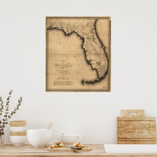 Poster Carte de la Floride 1823 (Cuisine)