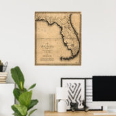 Poster Carte de la Floride 1823 (Bureau à domicile)