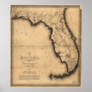 Poster Carte de la Floride 1823